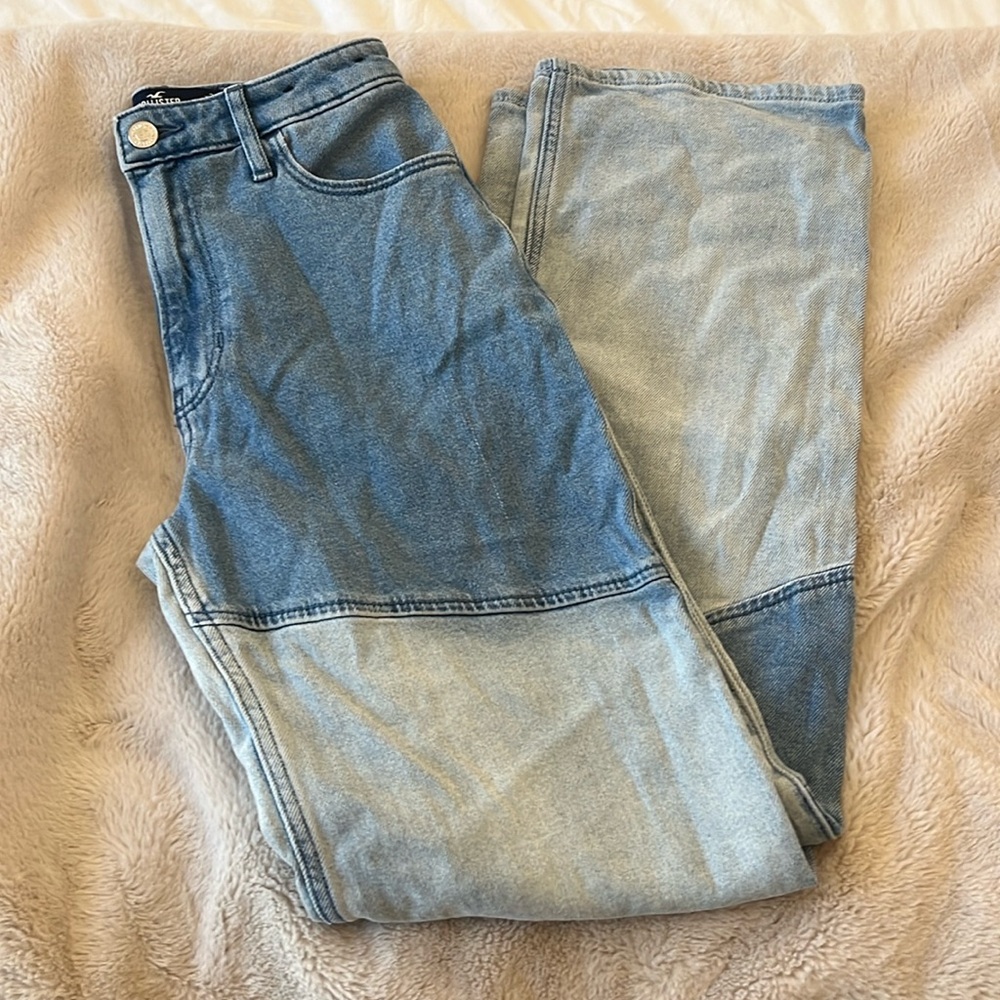 Hollister ultra high rise patch work dad Jean